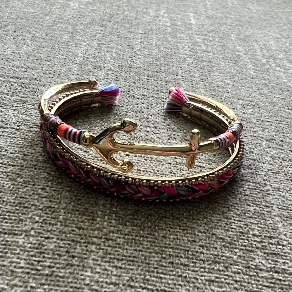 Gold and Multicolor Anchor Bracelet